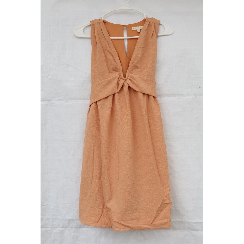 Promesa Peach Textured Deep V-Neck Twist Front Mini Women Dress Small NWOT - Picture 11 of 11